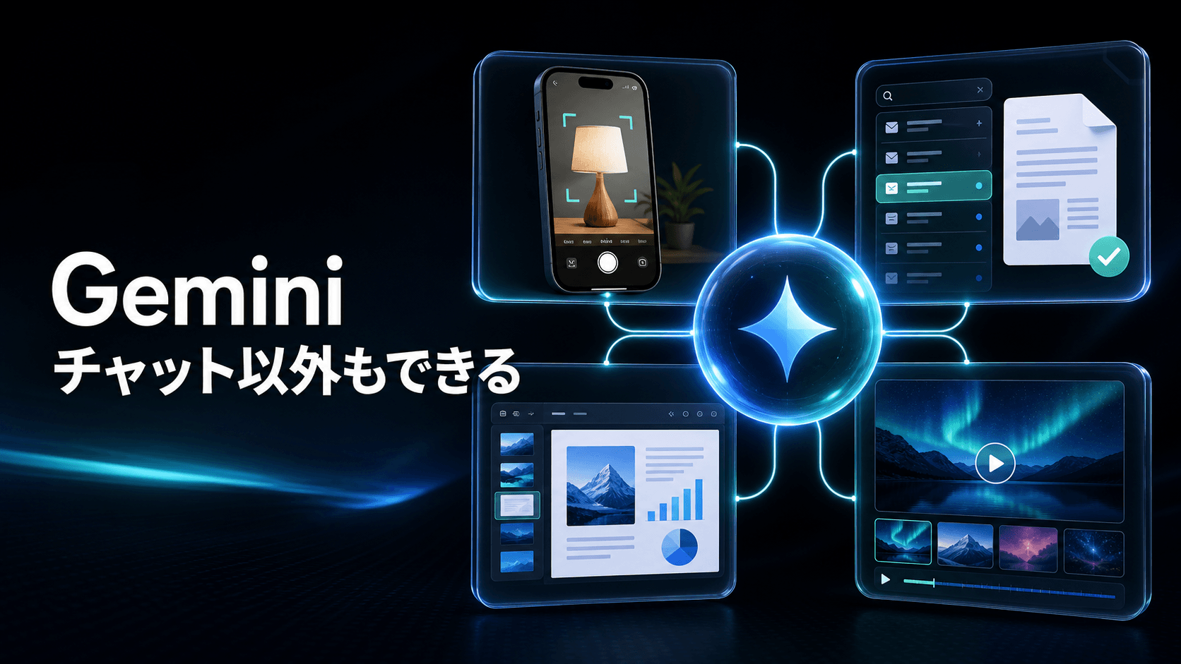 Gemini、チャット以外に何ができる? カメラ・Gmail・資料まで のサムネイル